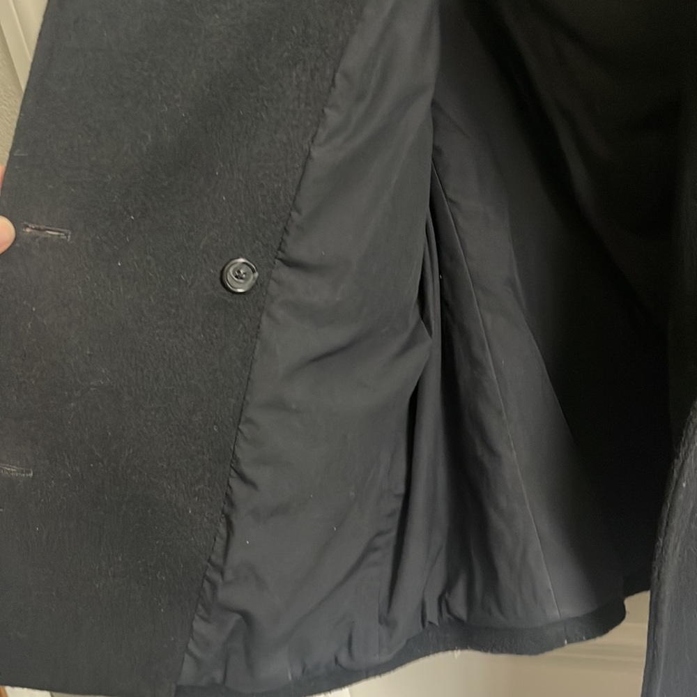 J Crew Vintage Black Wool Blend Double Breasted Peacoat Jacket in size Medium - Picture 4 of 5